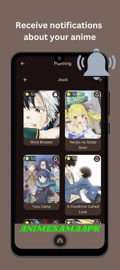 User-friendly interface of Anime Sama App with anime categories and HD streaming options