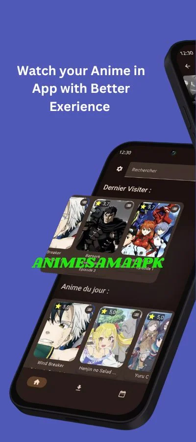 Anime Sama APK download screen showcasing extensive anime library on Android device